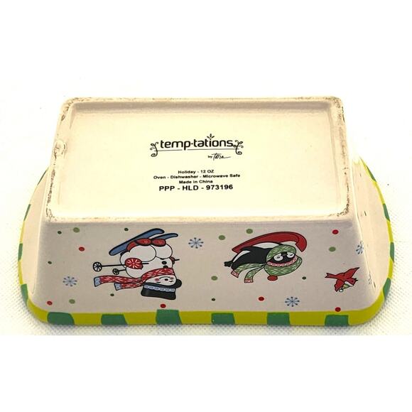 LOAF BAKING DISH-TEMP-TATIONS-Ceramic-Snowman-Penguin-Bird-Holiday Theme-Small - Picture 6 of 9